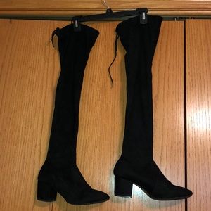 Forever 21 Block Heel Over the Knee Black Boots